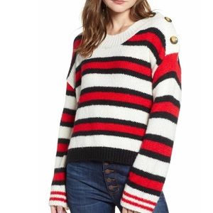 BP. Nordstrom Button Shoulder Striped Sweater